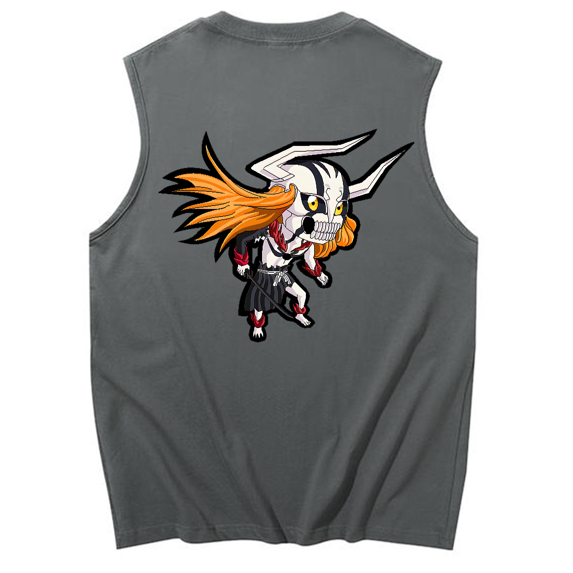 （画像用） ブリーチ 黒崎一護（くろさき いちご）BLEACH Kurosaki Ichigo コットン100％タンクトップ（背面プリント）